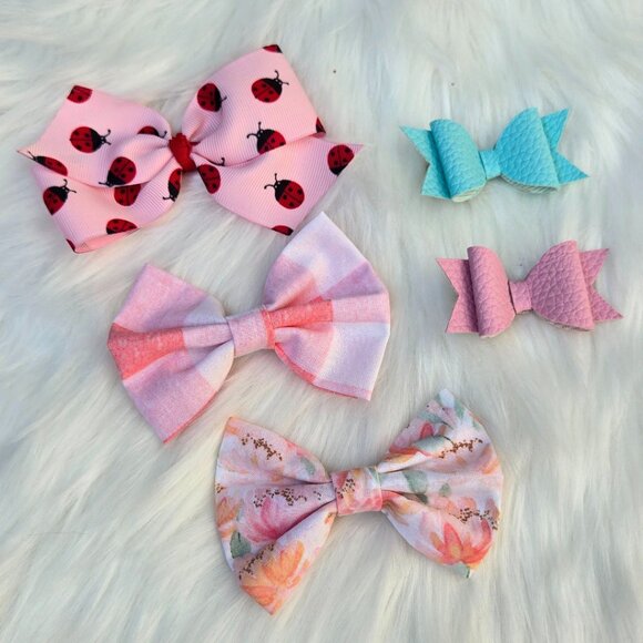 New Baby Girl Hair Bows – Set of 5 Clips, Soft & Stylish for Toddlers & Kids - Picture 1 of 2